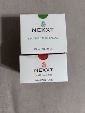 next Tea Tree Cream Balsam & Nail Care Oil Set - White with Green & Red Accents